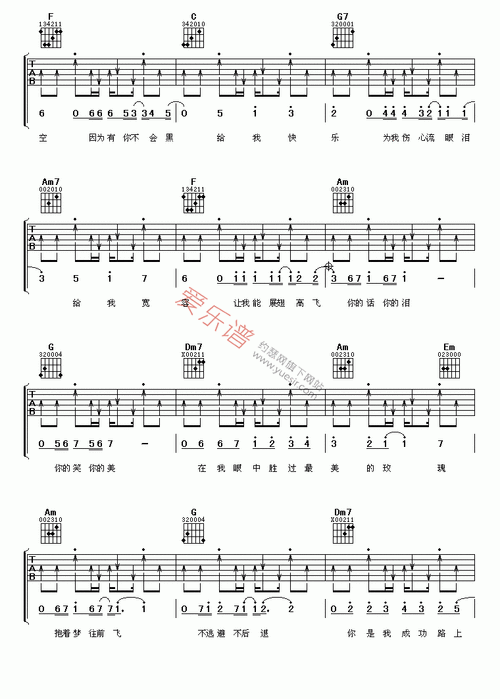 最美的太阳吉他谱张杰高清六线谱图片谱