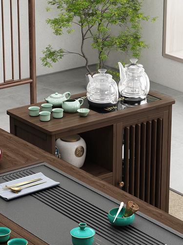 移动茶水柜茶桌边柜泡茶台家用烧水壶一体茶边柜办公室茶具置物柜