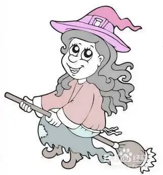 骑扫帚的巫婆的简笔画