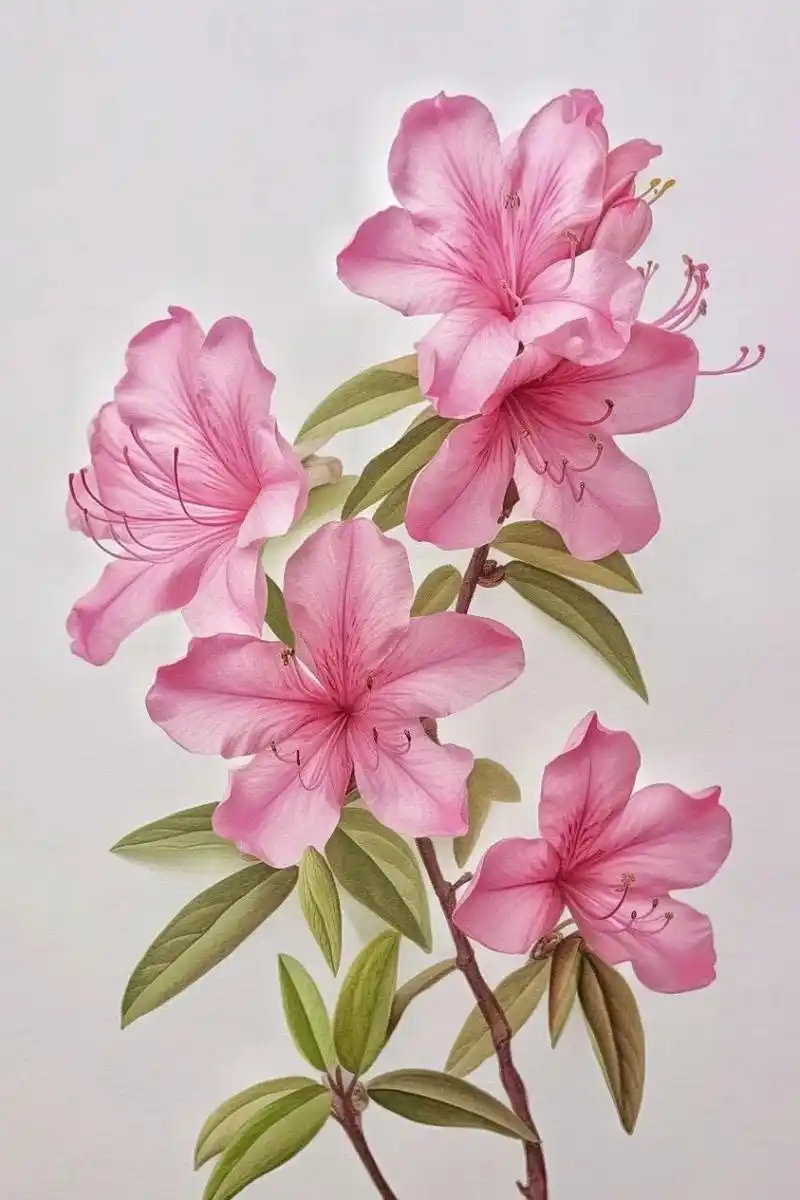 绘画素材:杜鹃花  杜鹃花是一种美丽而富有季节性的花卉,其盛开的花朵