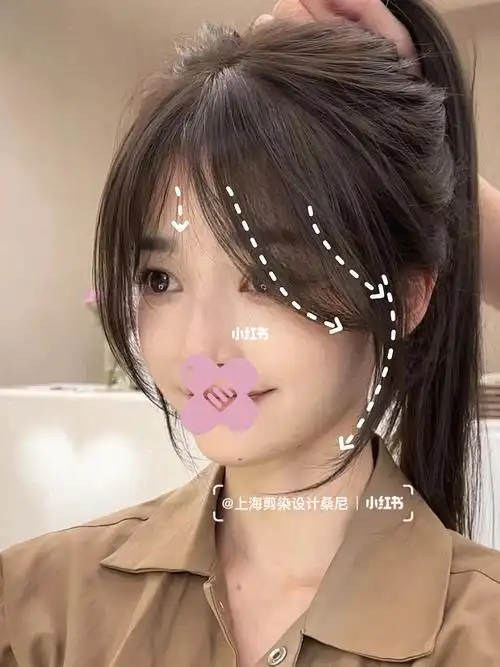 适合圆脸方脸的一款刘海法式刘海7373超级修饰脸型的刘海儿法式