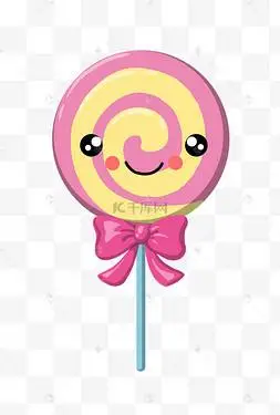 可爱的圆形棒棒糖插画卡通风舔棒棒糖的小孩六一儿童节拿着彩色棒棒糖