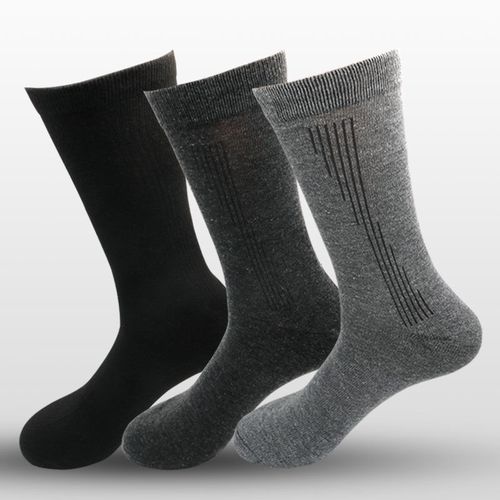 长袜男士中高筒老人袜子男秋冬黑色长筒防臭男款高帮男式纯色高腰