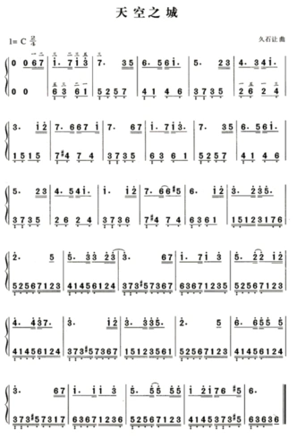 谁有极品钢琴里《天空之城》的完整简谱?
