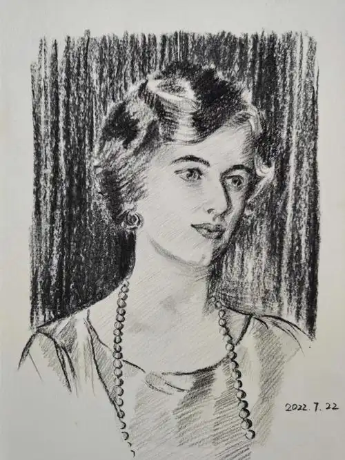 退休自学素描临摹大师萨金特肖像画