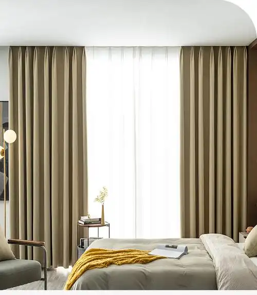 韩式粉色窗帘遮光卧室少女加厚北欧简约温馨浪漫女孩房间ins风布 深海