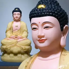 汉白玉释迦牟尼佛佛像阿弥陀佛药师佛三宝佛摆件如来佛祖居家供奉