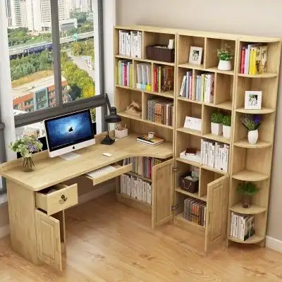 实木转角书桌多功能组合成人学习桌学生写字桌书桌书柜角柜一体桌