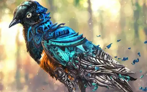 非常有创意的机械小鸟桌面壁纸