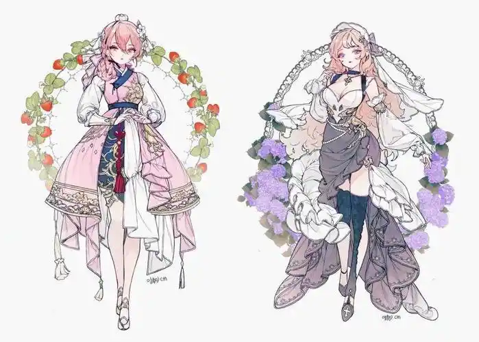 太萝莉了!动漫少女华丽礼服服饰设计素材分享~-服装服装时装画/手绘技