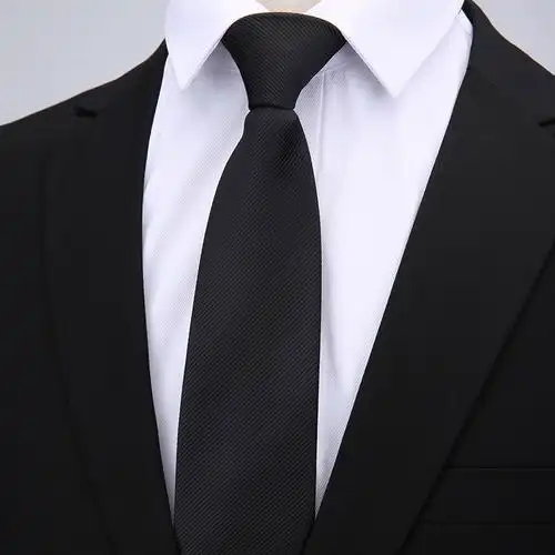 男士领带拉链正装商务纯黑色易拉得职业衬衫红色结婚新郎懒人8cm-图3