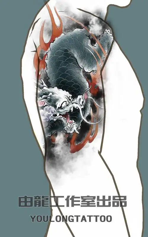 大臂麒麟纹身图案