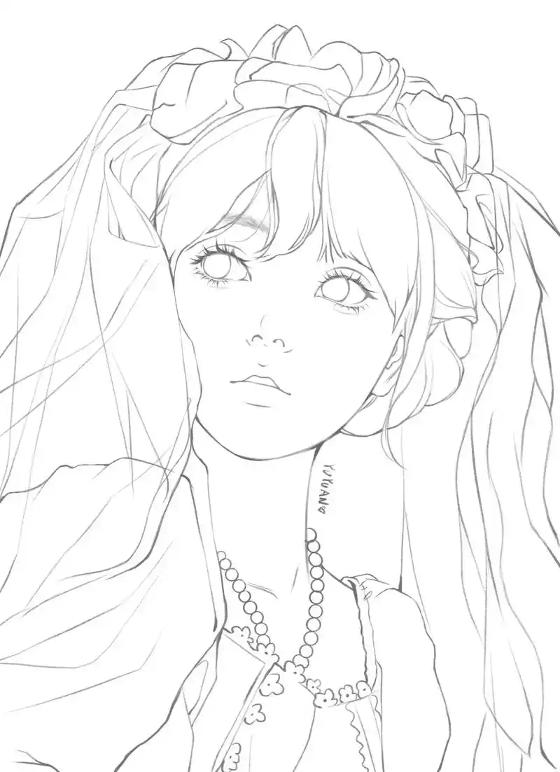 复古婚纱少女#procreate绘画 #绘画过程 #少女头像 - 抖音