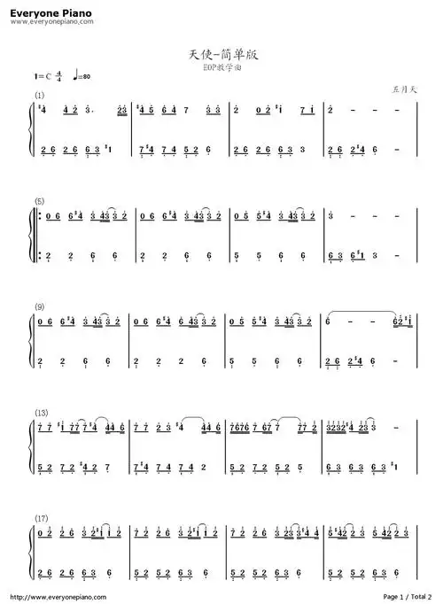 angel-simple version numbered musical notation preview 1