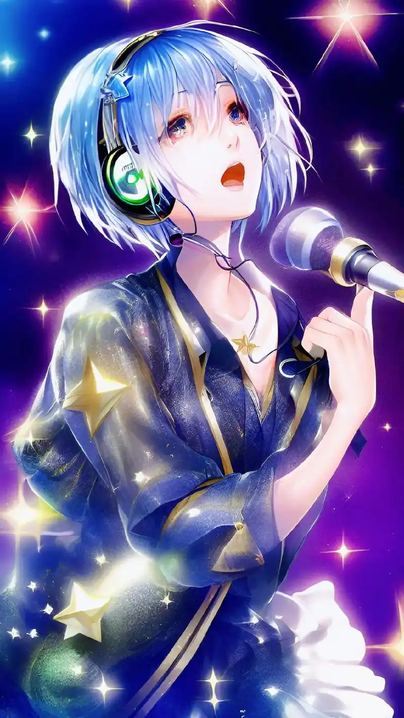 黑头短发唱歌少女