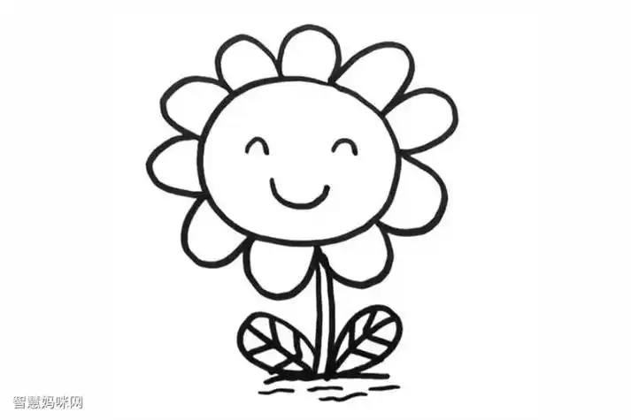 儿童简笔画花卉向日葵