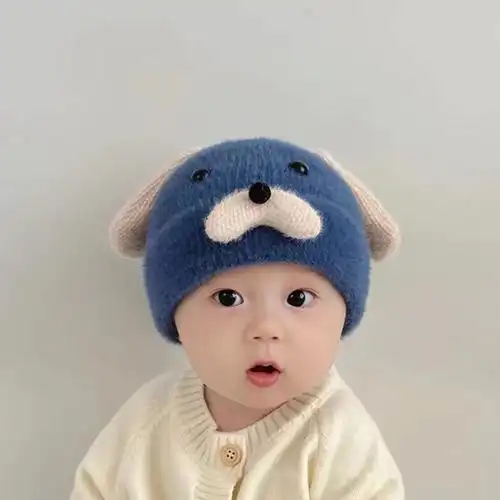 婴儿帽子秋冬款针织毛线帽婴幼儿冬季可爱超萌套头帽男宝宝护耳帽