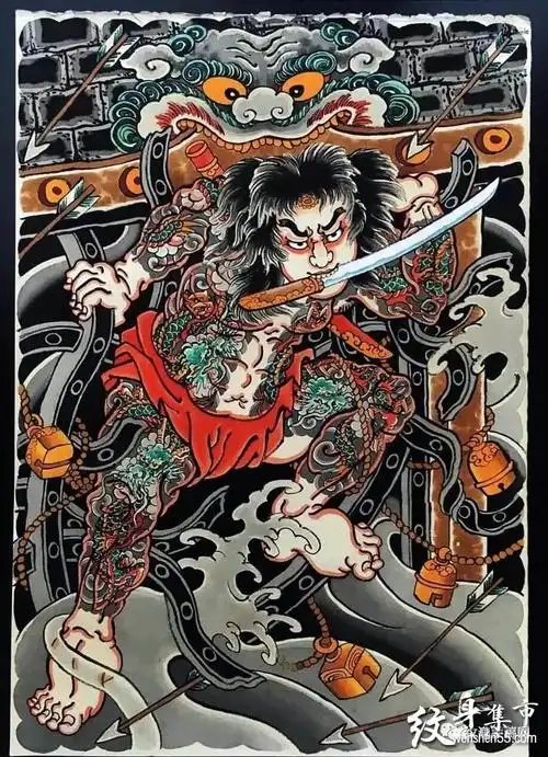 满背张顺破水门纹身张顺破水门纹身手稿张顺破水门纹身手稿图案