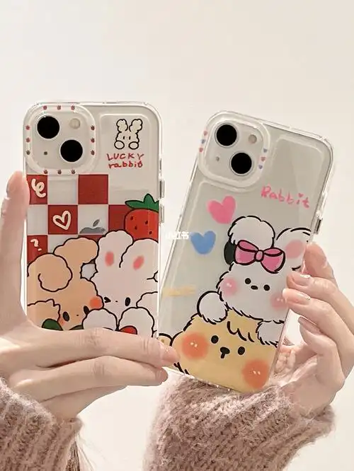 92快冲按键嘎嘎好!少女心可爱兔子手机壳!
