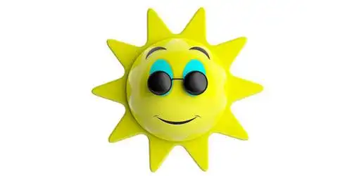 emoji 表情太阳黄带黑色圆太阳镜微笑, 剪纸, 孤立在一个白色的背景.