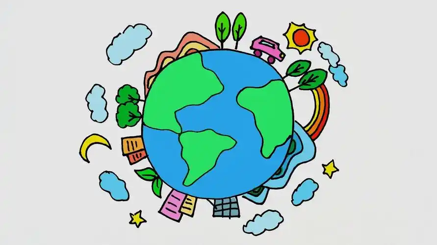 67世界地球日儿童画公益大赛结果出炉卡通儿童地球图片爱护地球二