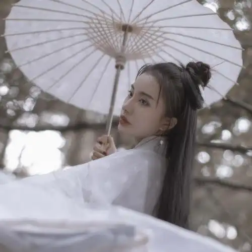 执油伞仙气十足的白衣古风美女-女生头像 - 壁纸之家