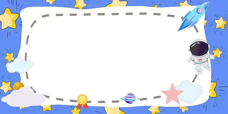 浅蓝色简约卡通星星云朵太空人火箭展板背景奖状背景