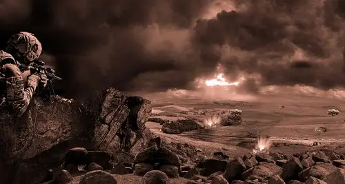 ps战争合成海报