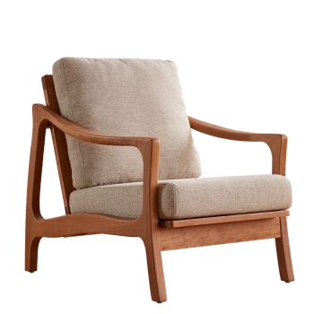 日式沙发 日式樱桃木实木沙发简约棉麻布艺小户型单人双人组合原木