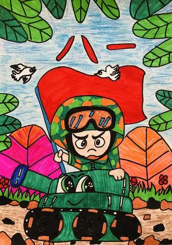 万江新村幼儿园"向军人致敬"绘画比赛
