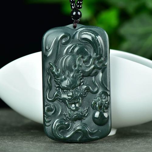 本命年新疆和田玉青玉龙方牌精雕生肖龙玉吊坠男女款百搭龙牌玉佩