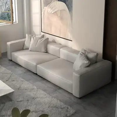 hpc简约现代皮艺沙发小户型三人位意式极简客厅港式真皮沙发家用