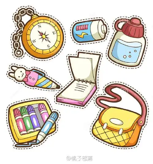 一组可爱的文具简笔画图片