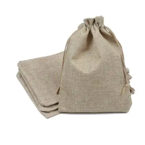 13x18cm亚麻布抽绳束口袋 佛珠礼品手机袋 充电宝包装袋 厂家热销