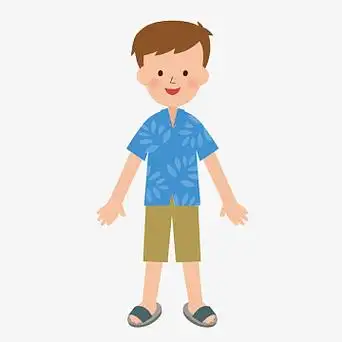 手绘卡通穿短袖男人