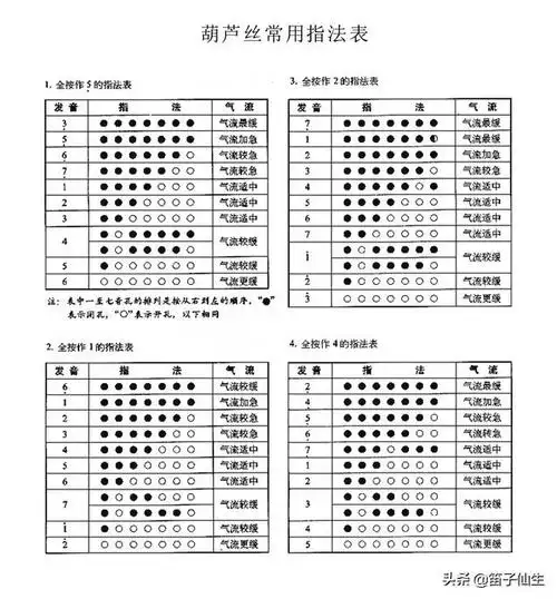 葫芦丝的常用指法图表及应用指法的注意事项