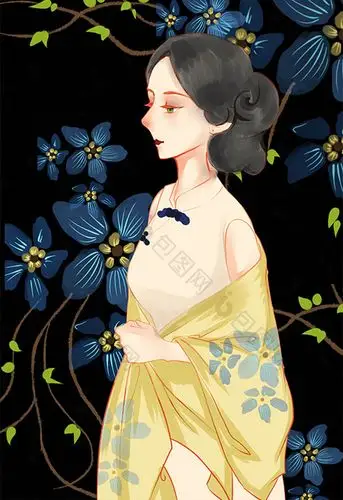 黑色旗袍中国风少妇图片