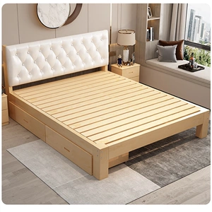 实木床1米5出租屋家用睡觉木板床板式加厚1米35宽的1.5米木床架