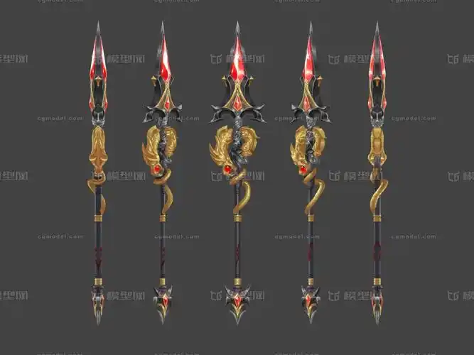 金龙枪 黑金神枪 武器 神兵 法宝 法器 武侠 仙侠 传奇风 手绘低模