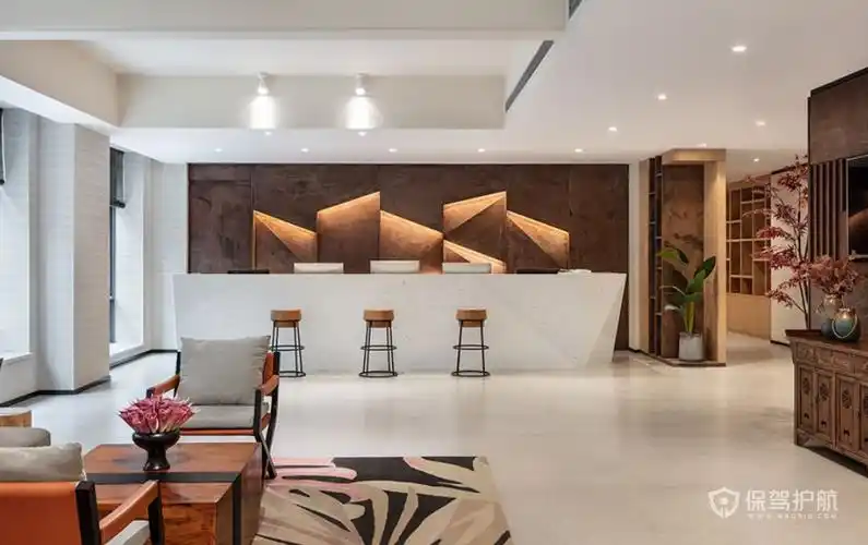 轻美式风格酒店前台装修效果图