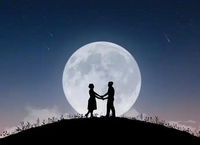 月下情侣图片