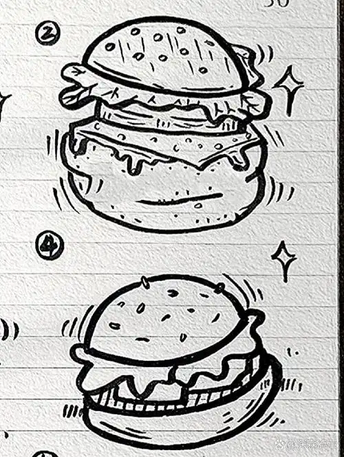 今日简笔画(72)‖八种汉堡包简笔画
