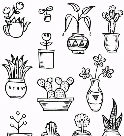 粗粗的轮廓线条和几何色块填充装饰,让简笔画看起来更有层次感