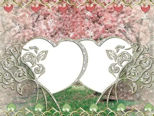晶莹的情人节双心相框漂亮的爱情主题相框素材