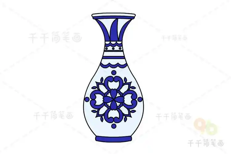 清花瓷花瓶简笔画