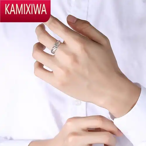 kamixiwa银戒指男士999潮宽单身活口轻奢个性ins潮人食指可调节质感