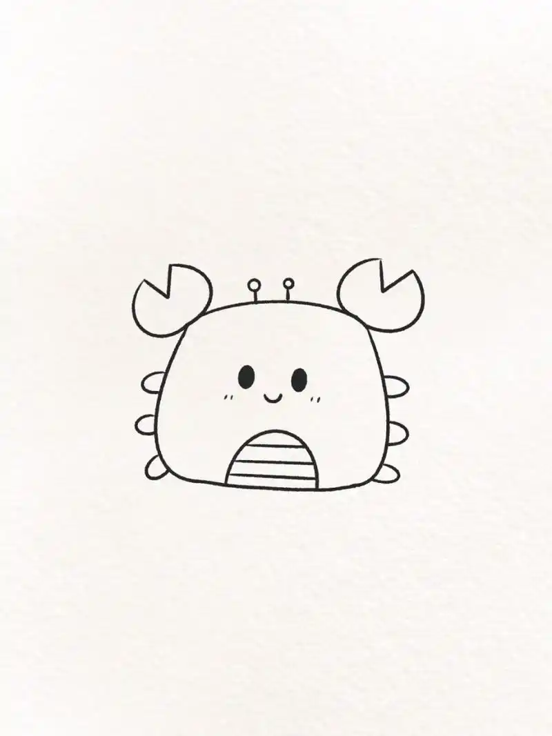 超简单的小螃蟹简笔画 | 附过程 油焖大闸蟹,清蒸面包蟹,, 还是画一个