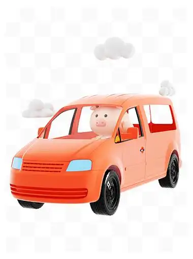 3d立体卡通可爱开车的猪动物免扣素材