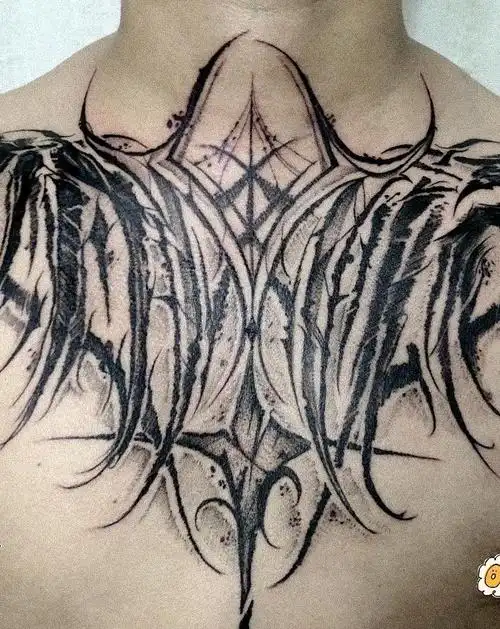 花体字花胸_纹身图案手稿图片_余海伦的纹身作品集