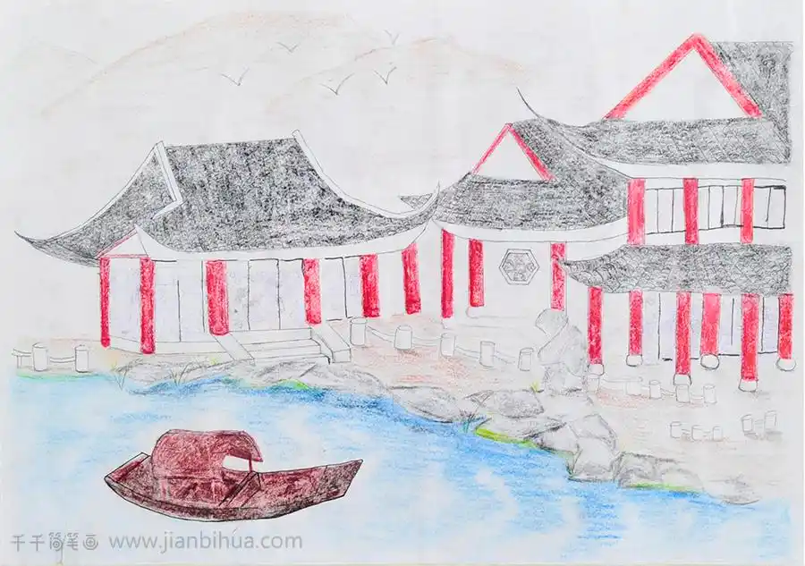 儿童画金奖作品春来江水绿如蓝精美儿童画图片